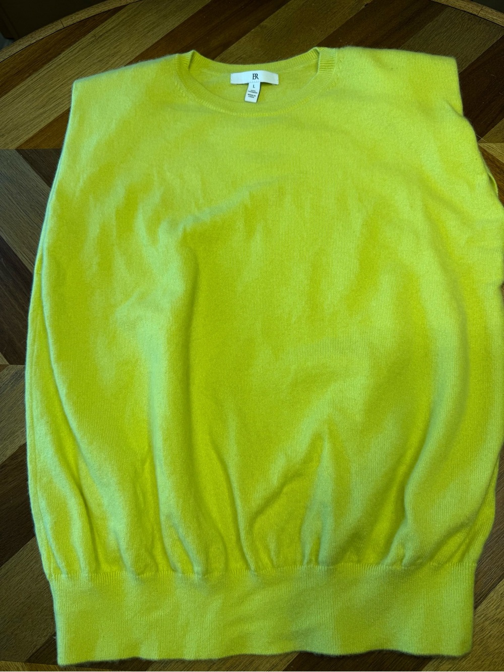 Banana Republic Neon Yellow 100% Cashmere Sweater Shell padded shoulders